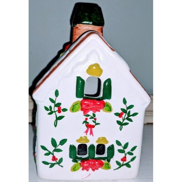Ceramic Christmas House Candle Holder 7" x 5" Christmas Village w Original Box - Picture 3 of 8